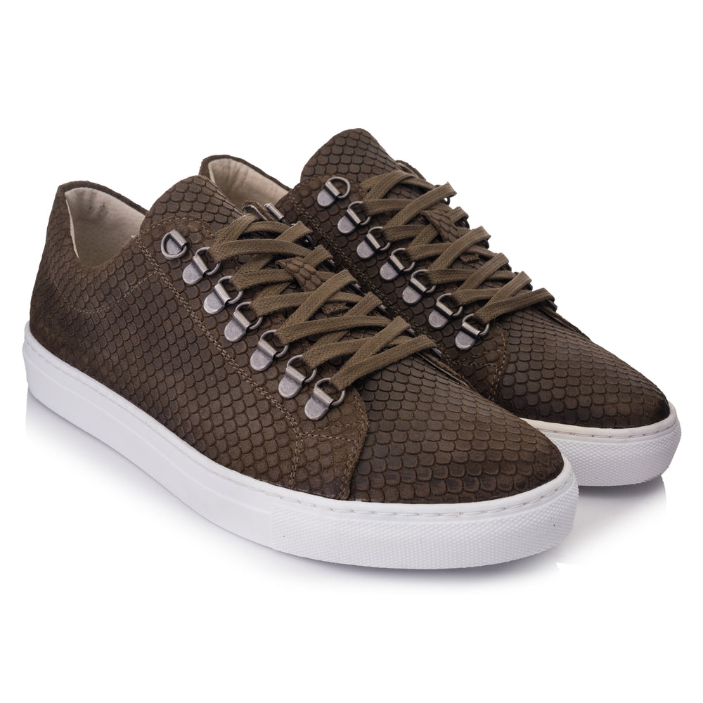 OMNIO Sneaker Khaki | Velo Sneaker Eco Dragon Khaki Embossed Leather - f