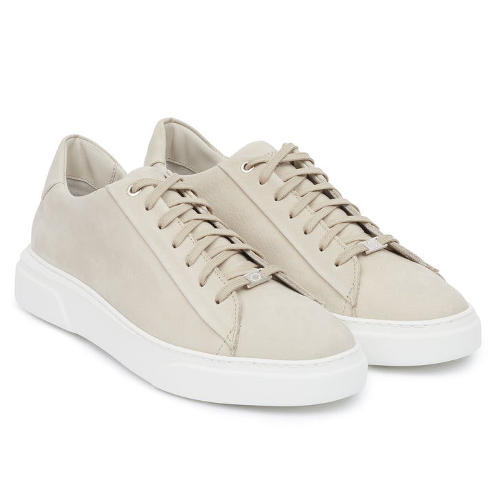 KEA BASE LOW bézs bőr nubuk sneaker