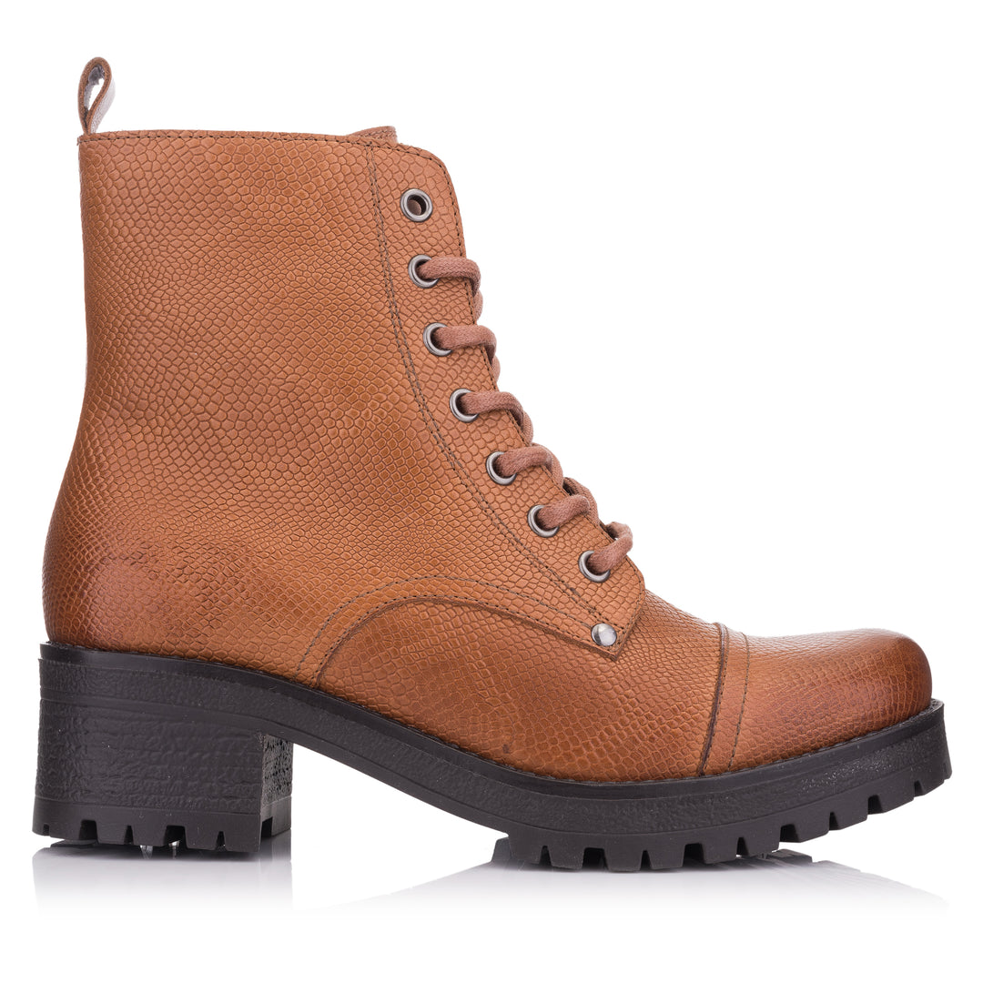 OMNIO Ghete Maro | Nora Ankle Boot Cognac Embossed Livri Picolo - s