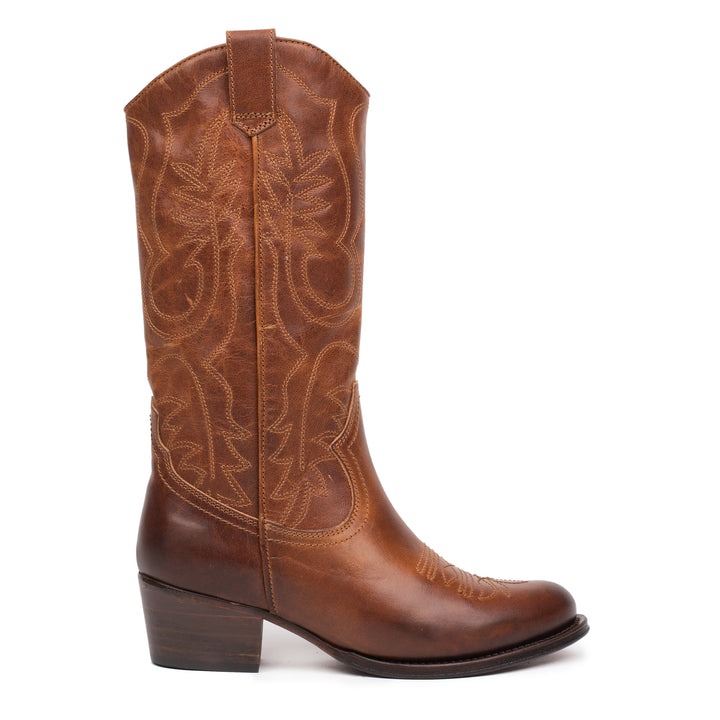 DULCE WESTERN konyak színű bőr Pull up sneaker