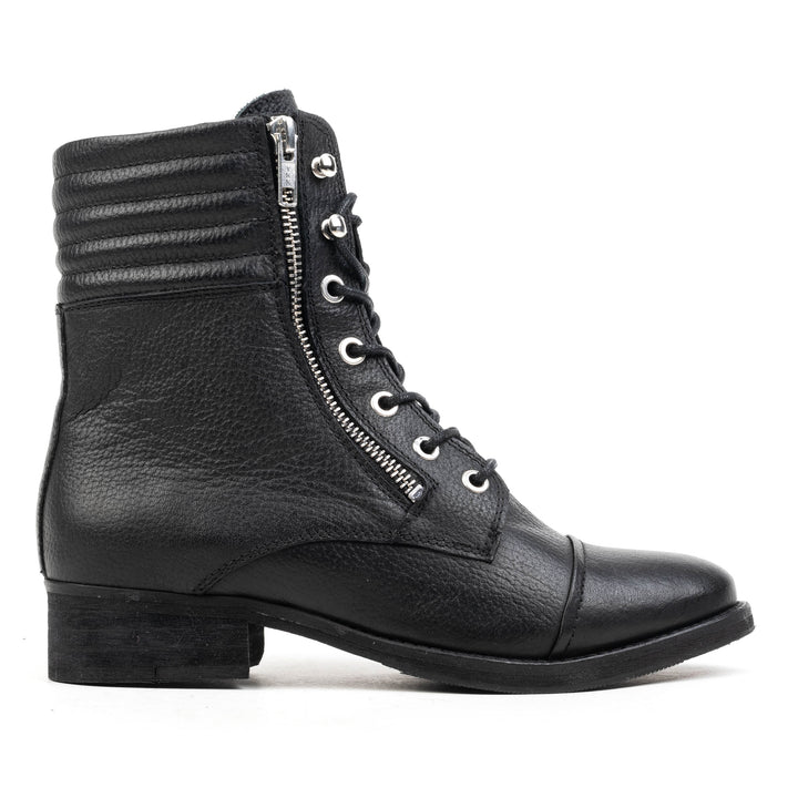 AVRIL LACE UP ZIPP fekete mart bőr sneaker