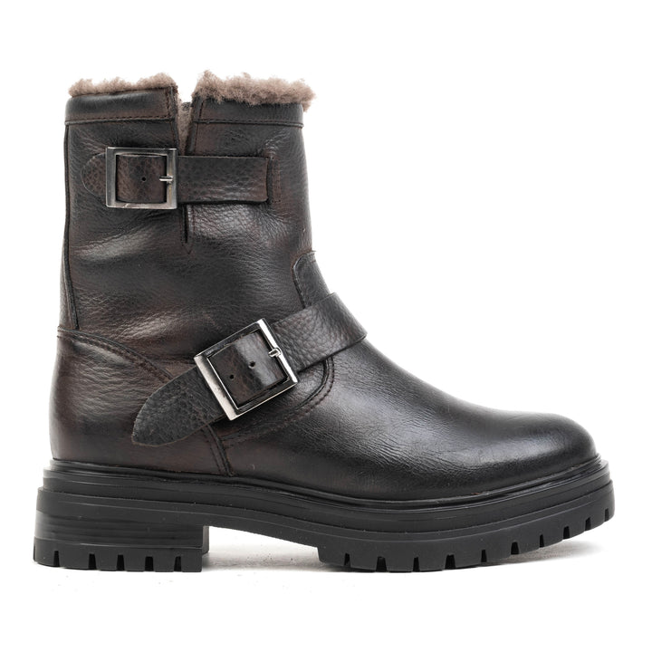 LEYTON BUCKLE BIKER BOOT barna bőr texturált