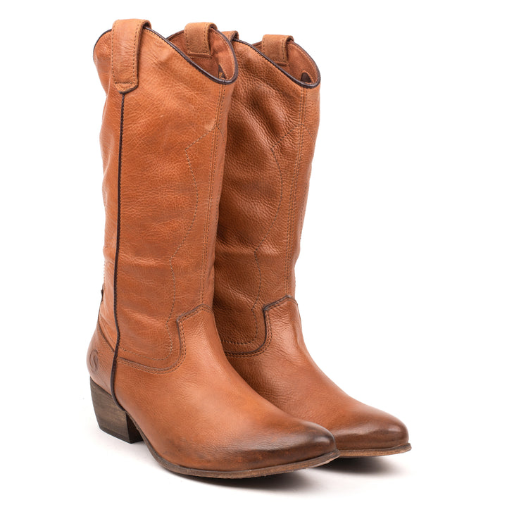 DANIELA WESTERN HIGH Cuoio bőr sneaker