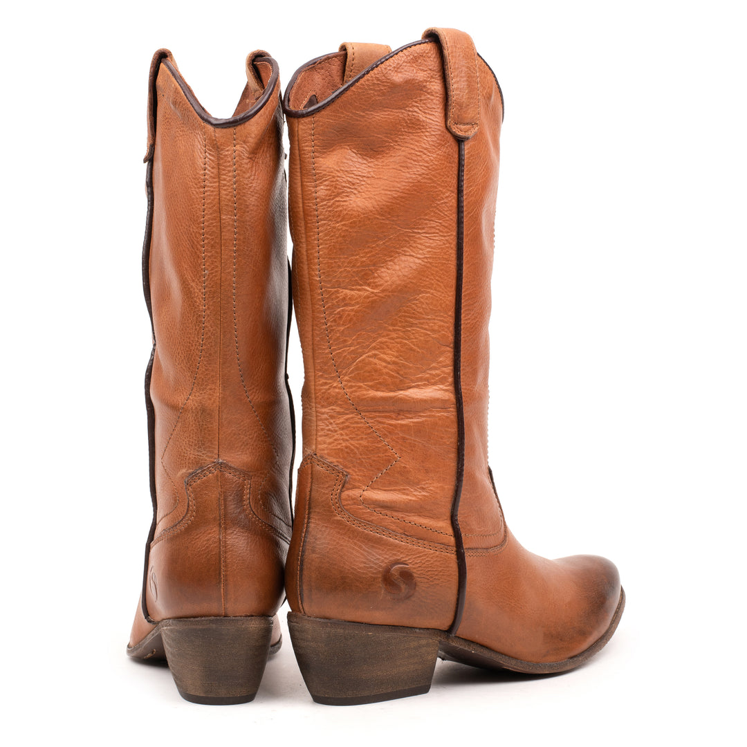 DANIELA WESTERN HIGH Cuoio bőr sneaker