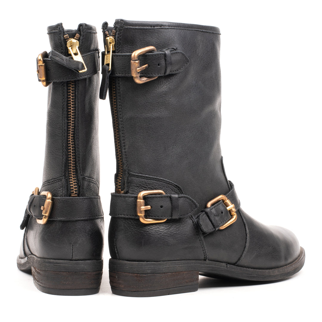 NEW LEVA BOOT STRAP fekete mart bőr csizma