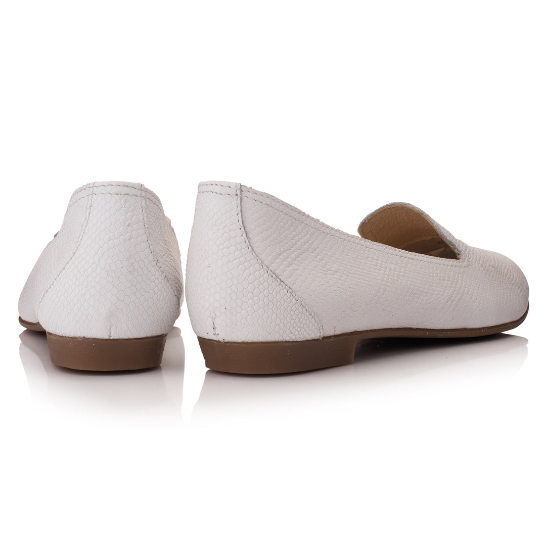 OMNIO Balerini Albi | Prep Plain Loafer White Embossed Livri Picolo - b