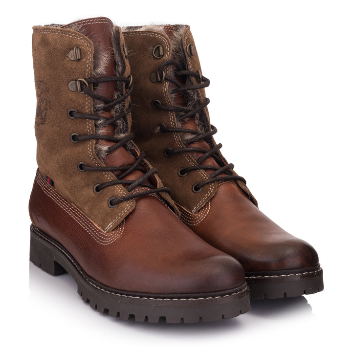PLAZA FIELD BOOT Chestnut sima bőr csizma