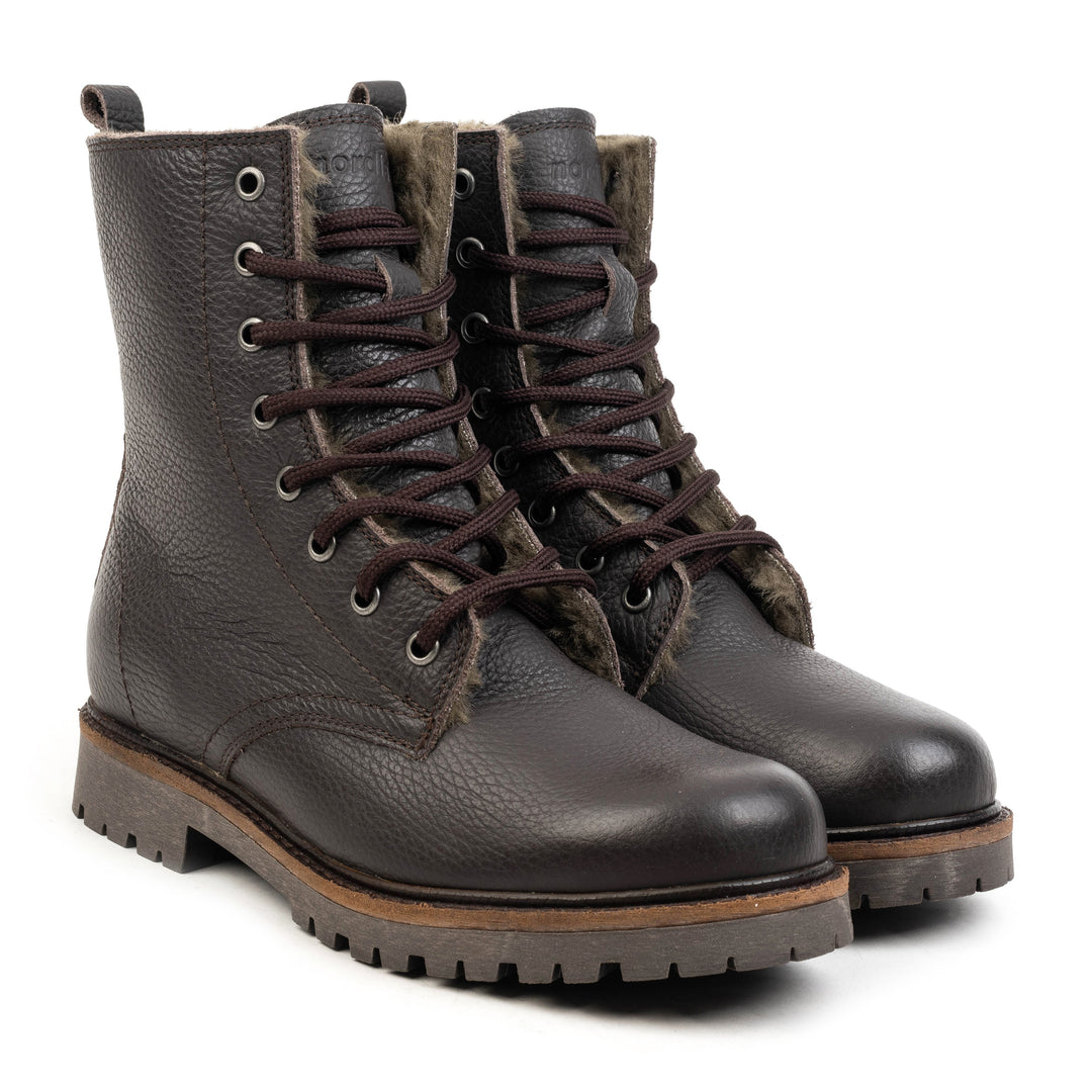MONTANA LD LACE HIGH Dk barna mart bőr sneaker
