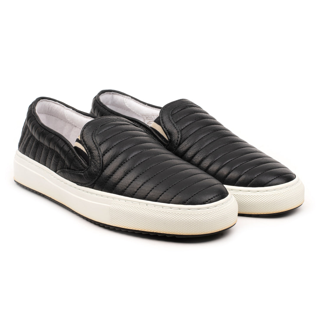 PARIS SLIP ON QUILTED fekete bőr sneaker