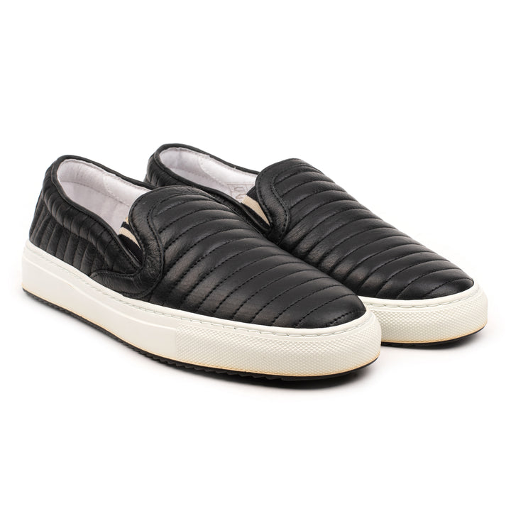 PARIS SLIP ON QUILTED fekete bőr sneaker