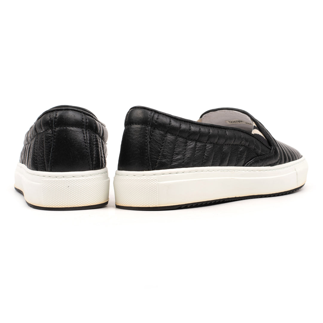 PARIS SLIP ON QUILTED fekete bőr sneaker