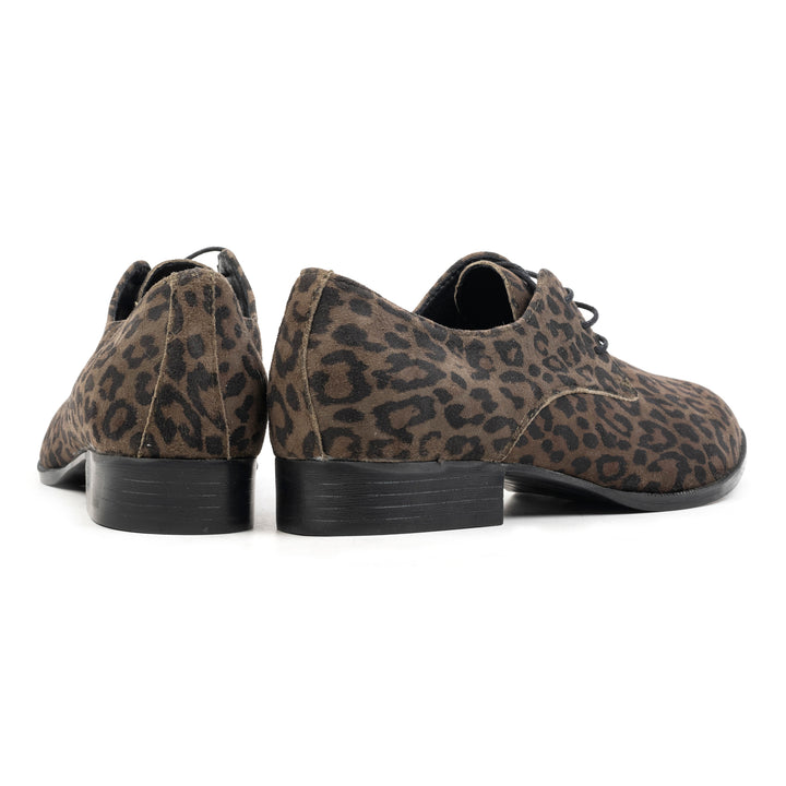 COLLETE LACE UP olíva leopárd velúr