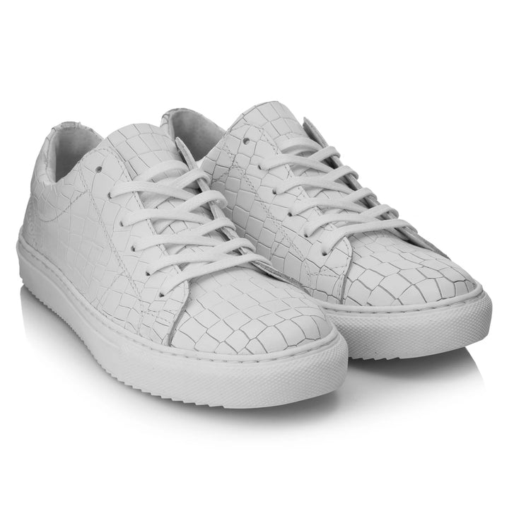 ALFA ECO fehér dombornyomott bőr sneaker