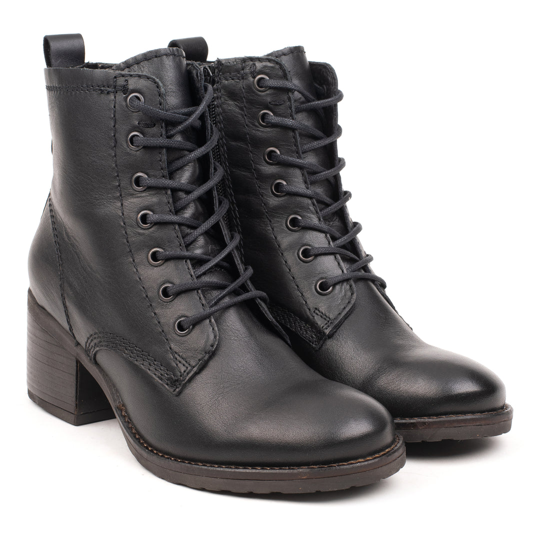 ANNIE ANKLE LACE BOOT Fekete Valódi Bőr