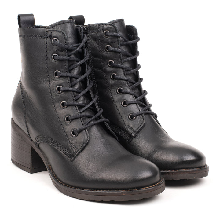 ANNIE ANKLE LACE BOOT Fekete Valódi Bőr