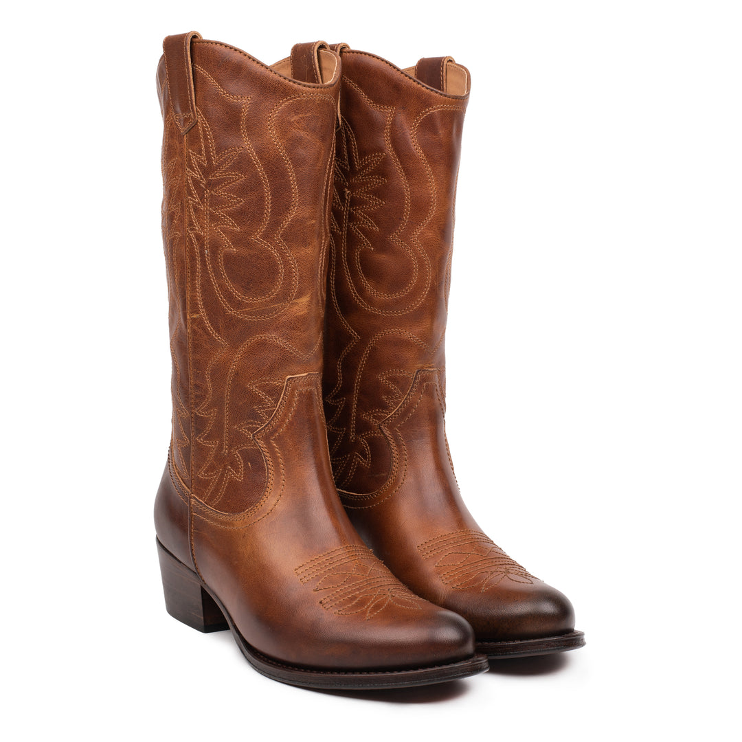 DULCE WESTERN konyak színű bőr Pull up sneaker