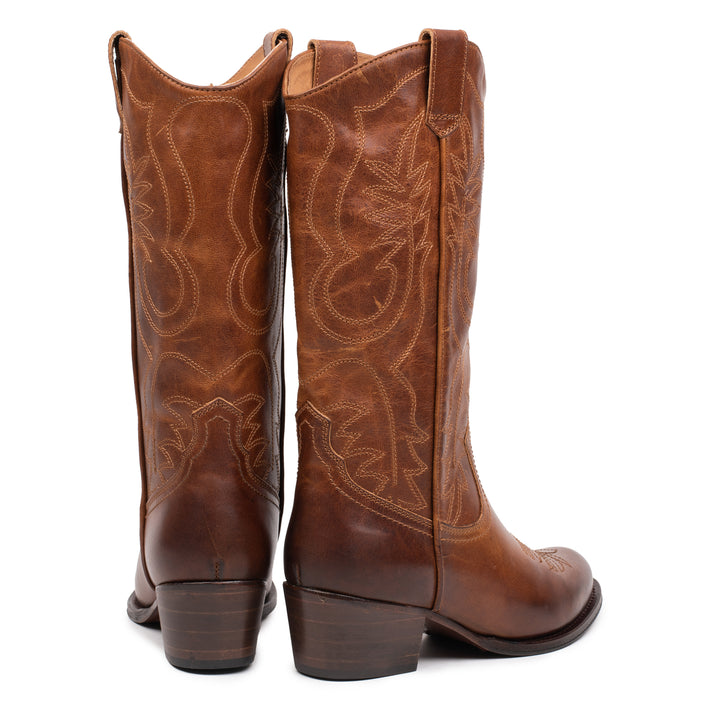 DULCE WESTERN konyak színű bőr Pull up sneaker