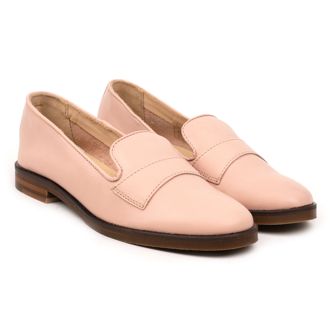 OMNIO Balerini Roz | Leona Loafer Strap Pink Leather - f
