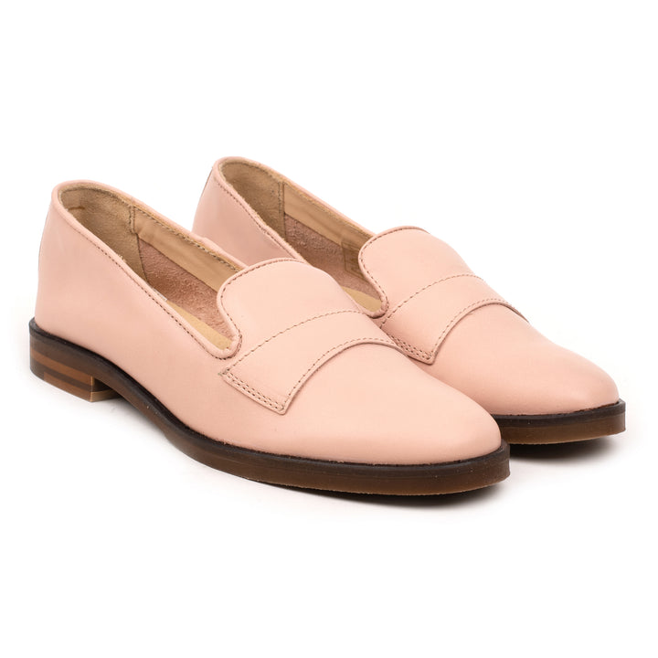 OMNIO Balerini Roz | Leona Loafer Strap Pink Leather - f
