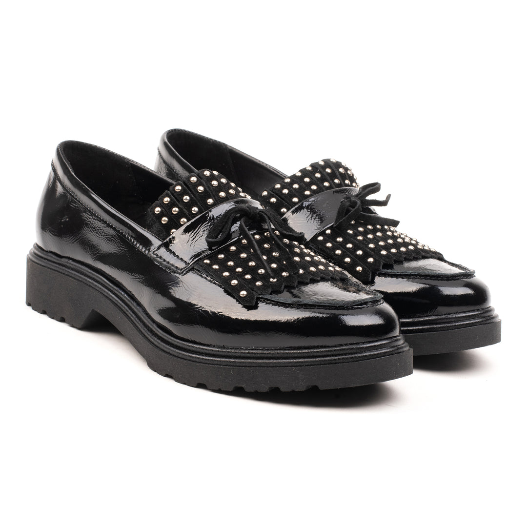 ANKARA STUDDED FRINGE fekete Patent sneaker