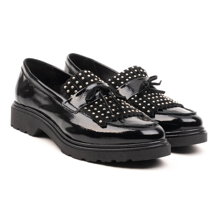 ANKARA STUDDED FRINGE fekete Patent sneaker