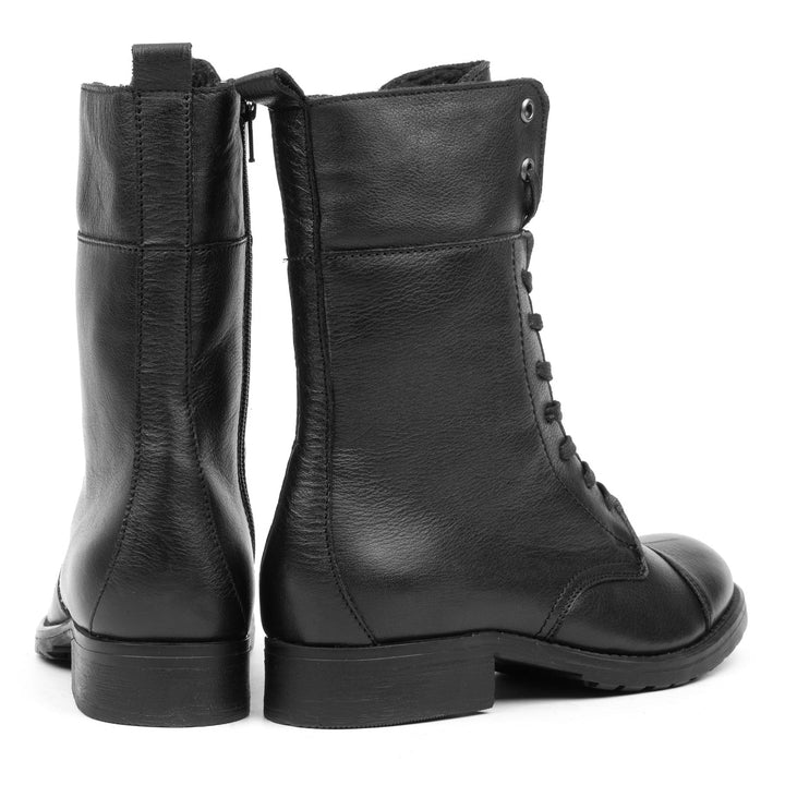 SARAH ECO LACE BOOT Fekete őrölt bőr