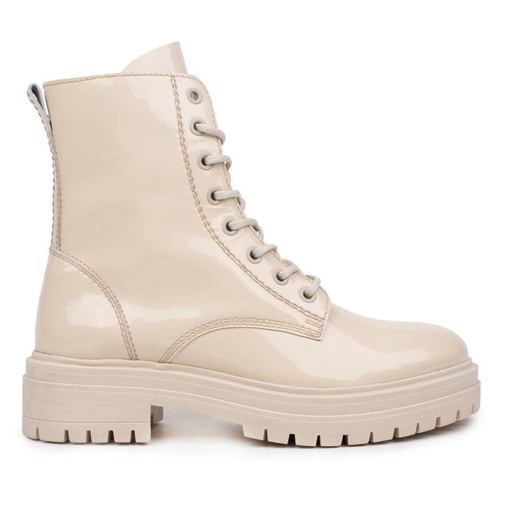 LEYTON ANKLE BOOT bézs bőr Patent csizma