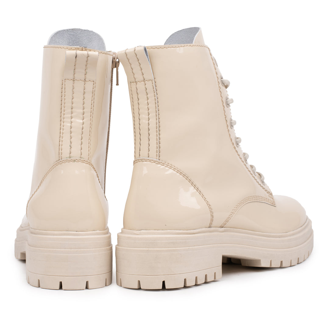 LEYTON ANKLE BOOT bézs bőr Patent csizma