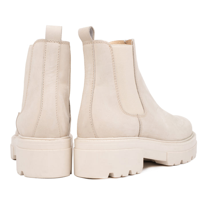 OMNIO Ghete Bej | Shari Short Chelsea Beige Leather Nubuck - b