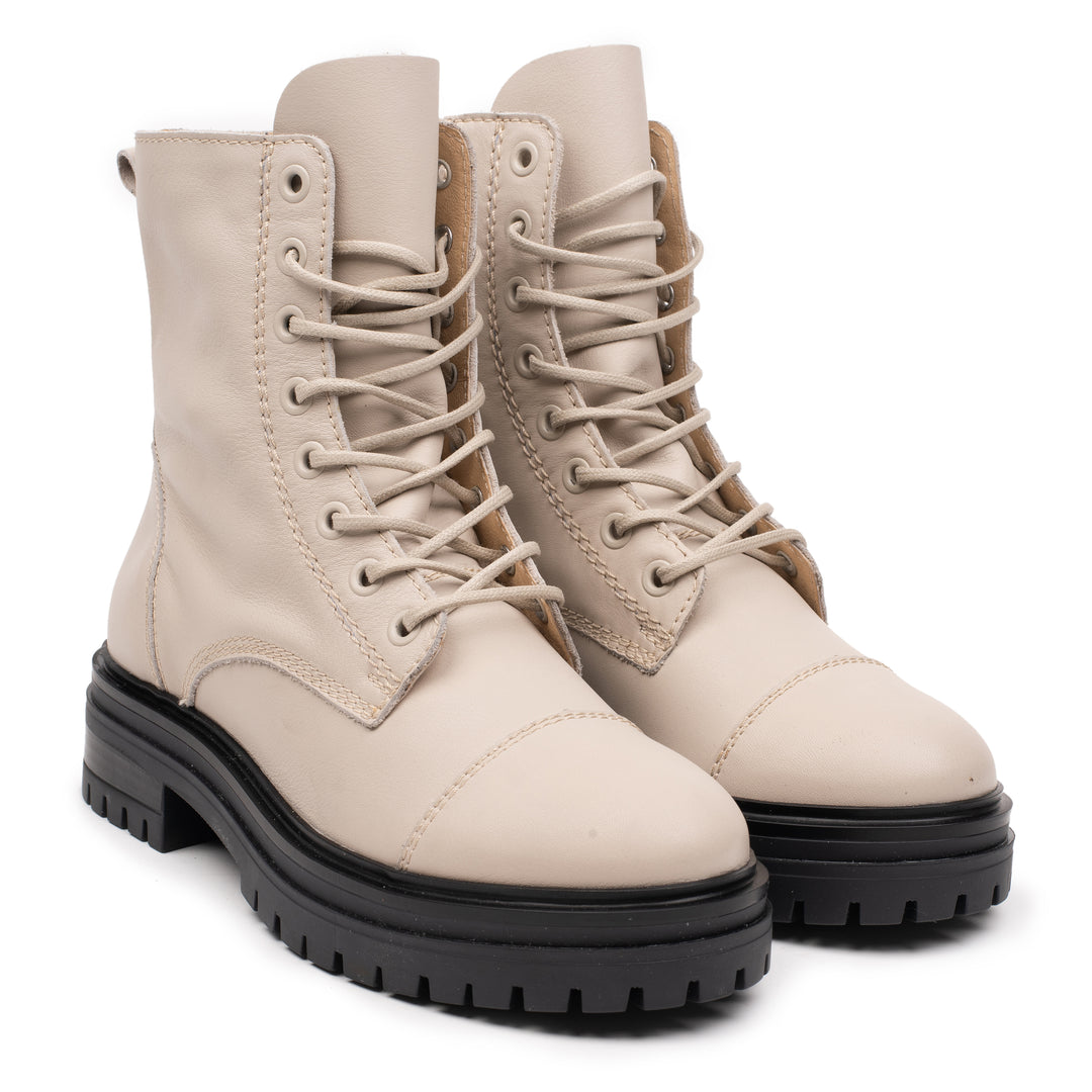 LEYTON COMBAT MID bézs mart bőr sneaker