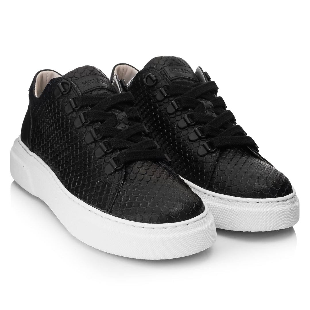 KEA LOW fekete dombornyomott bőr sneaker