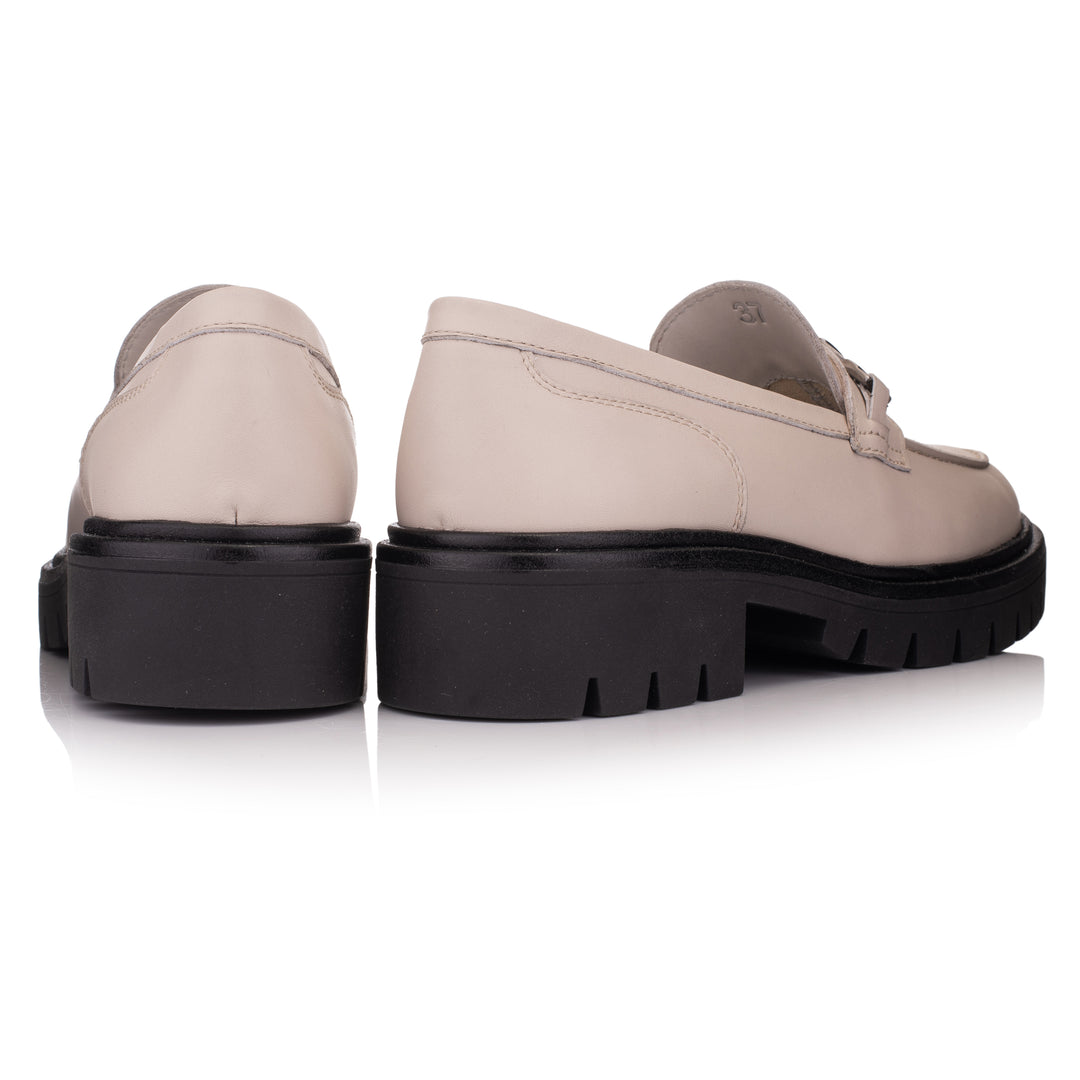 HINSON Pantof Bej | Laurie Chain Loafer Beige Leather Milled - b