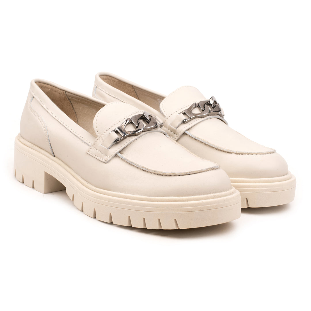 LAURIE CHAIN LOAFER Ice bőr
