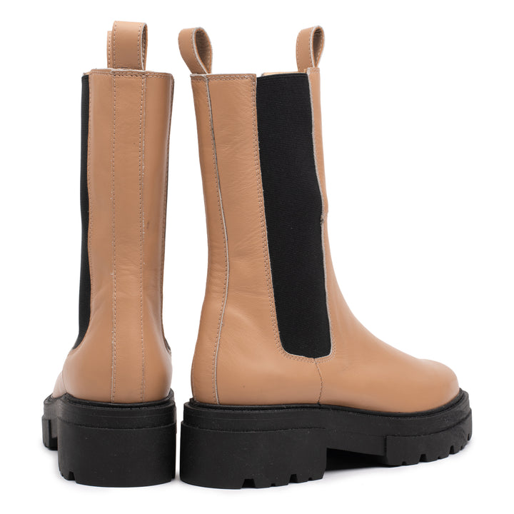 SHARI HIGH CHELSEA Ekru bőr