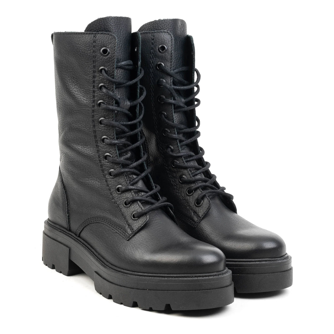 SHARI COMBAT HIGH fekete mart bőr sneaker
