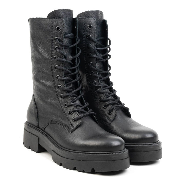 SHARI COMBAT HIGH fekete mart bőr sneaker