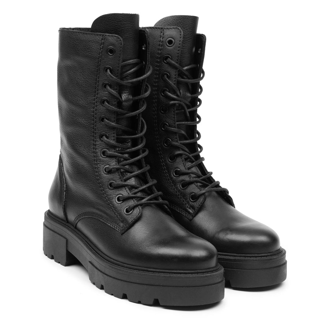 SHARI COMBAT HIGH fekete bőr sneaker
