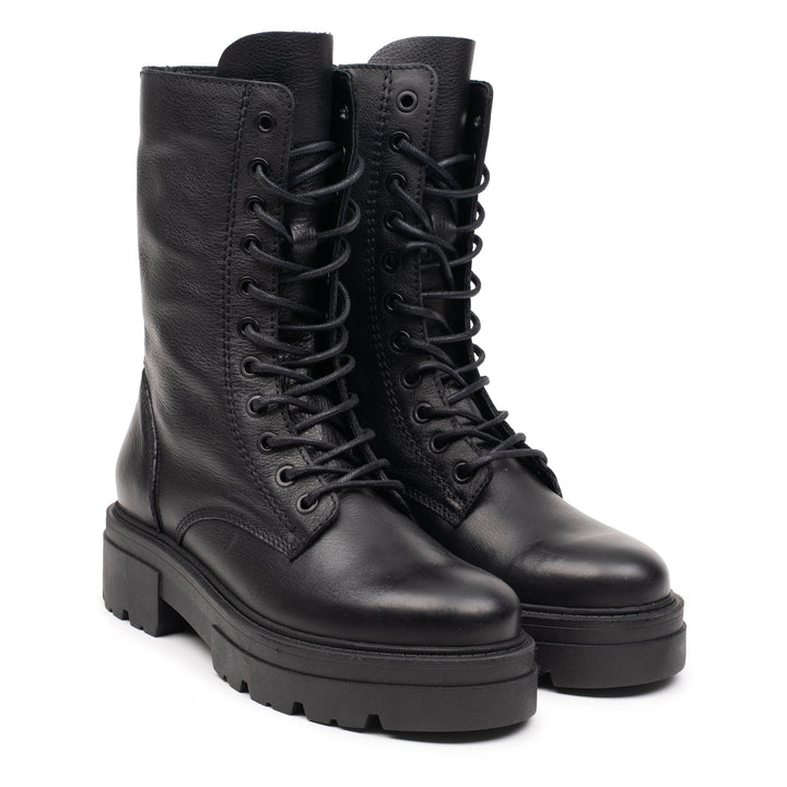 SHARI COMBAT HIGH fekete bőr sneaker