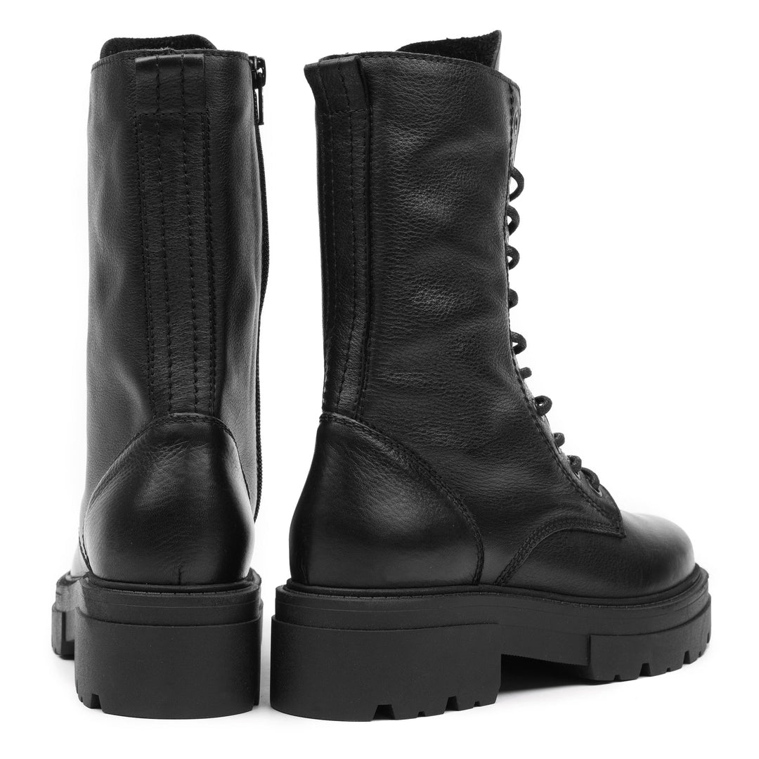 SHARI COMBAT HIGH fekete bőr sneaker