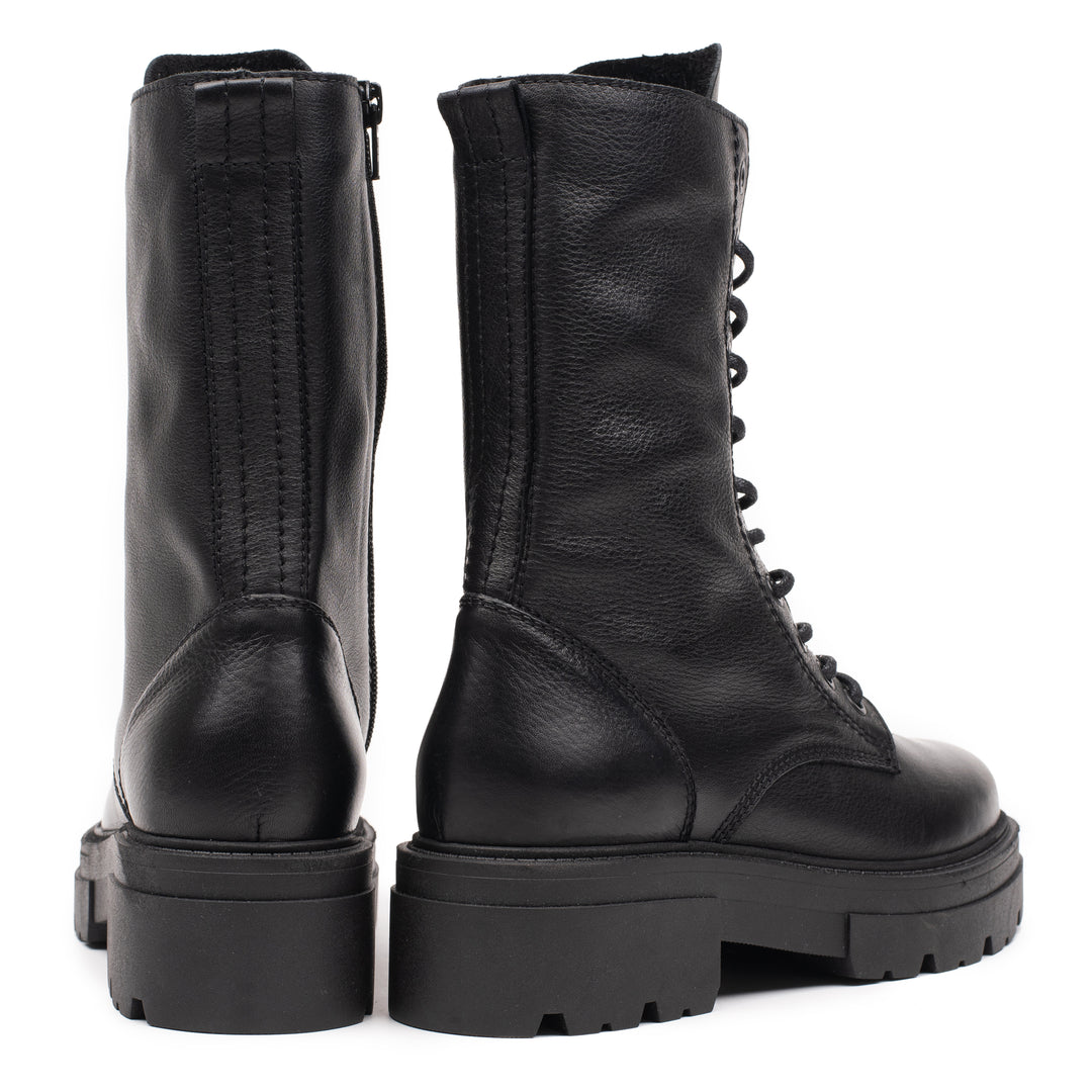 SHARI COMBAT HIGH fekete bőr sneaker