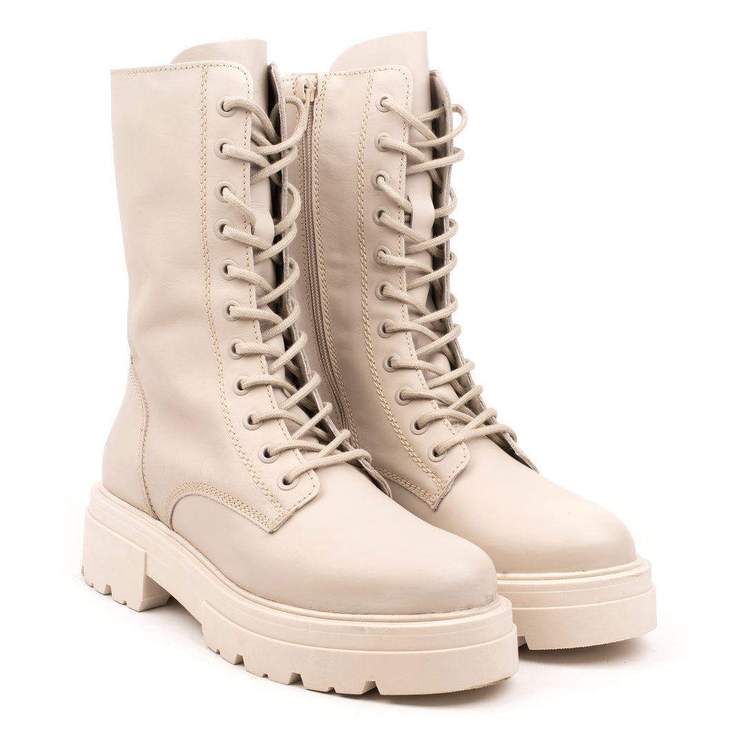 SHARI COMBAT HIGH bézs mart bőr sneaker