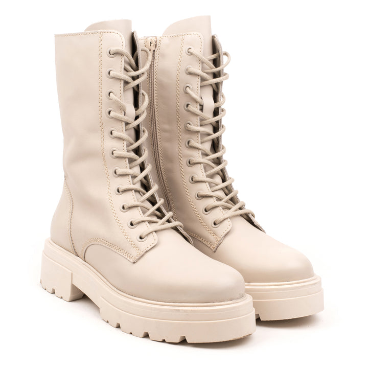 SHARI COMBAT HIGH bézs mart bőr sneaker
