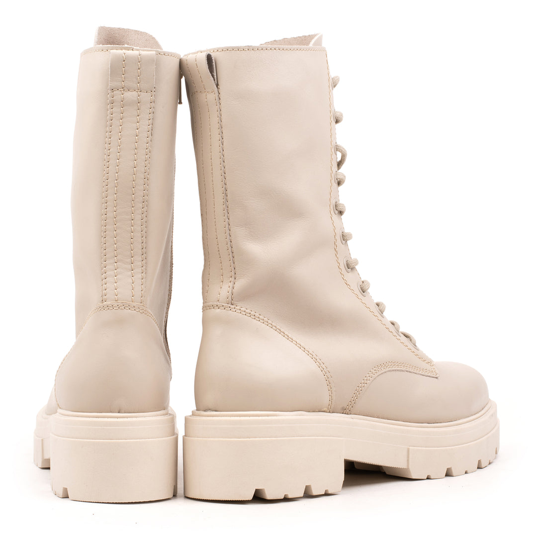 SHARI COMBAT HIGH bézs mart bőr sneaker