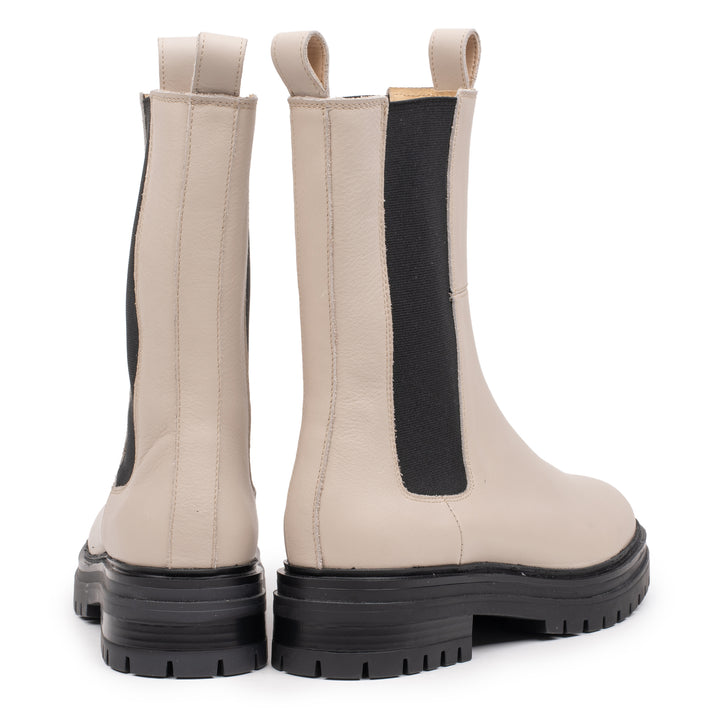 LEYTON HIGH CHELSEA/Bézs kombinált bőr