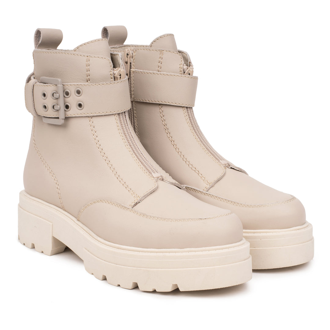 SHARI ANKLE ZIP bézs mart bőr sneaker