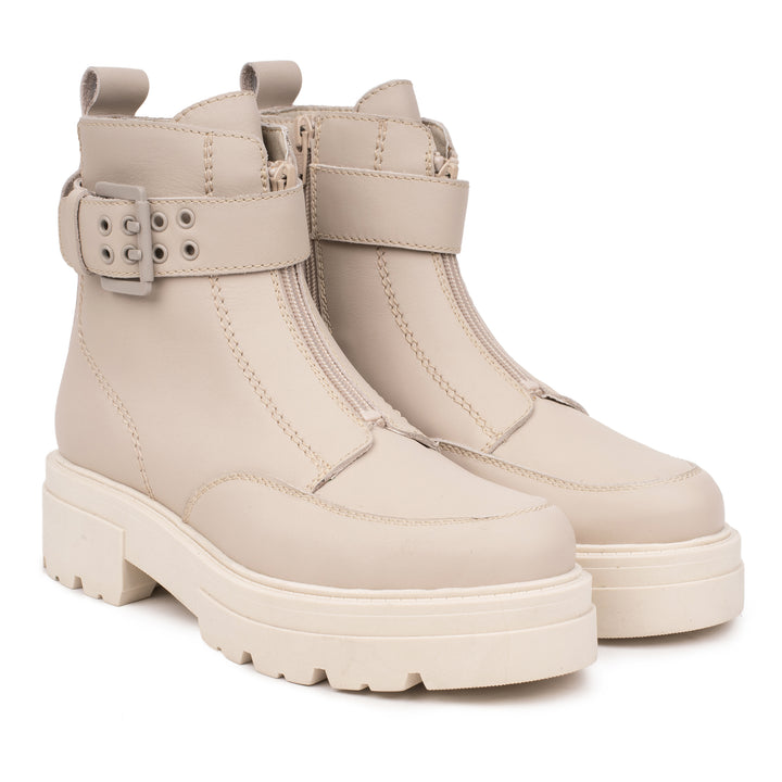 SHARI ANKLE ZIP bézs mart bőr sneaker