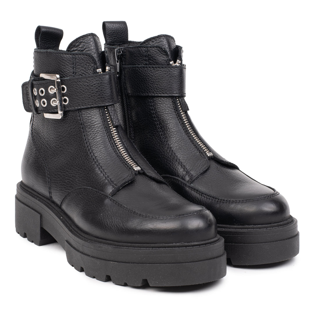 SHARI ANKLE ZIP fekete mart bőr sneaker