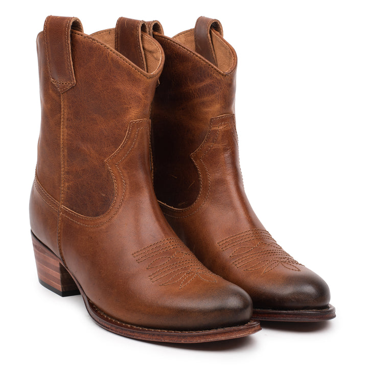 DULCE WESTERN SHORT konyak színű bőr Pull up sneaker