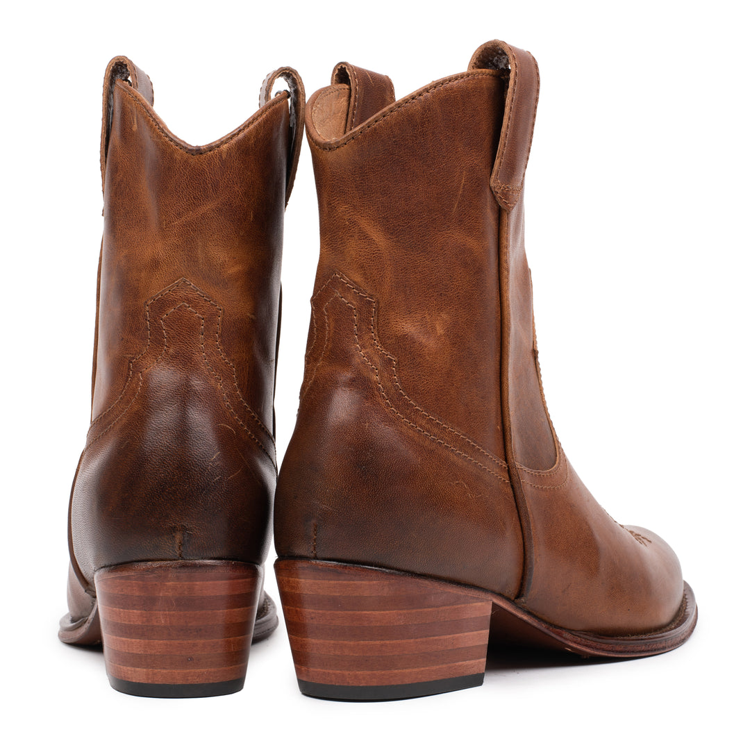 OMNIO Botine Maro | Dulce Western Short Cognac Leather Pull up - b