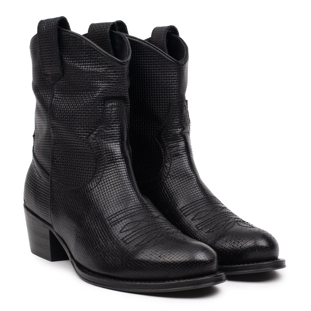 DULCE WESTERN SHORT fekete dombornyomott bőr sneaker